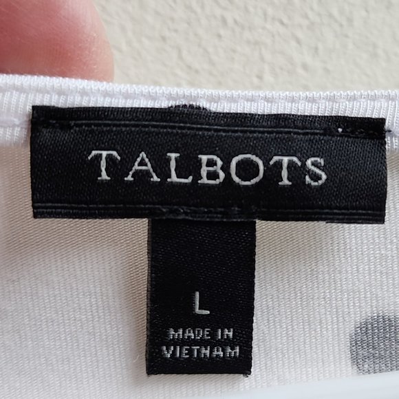 Talbots Black/White Scoop Neck Polka Dot Ruffled Jersey Size Large - Picture 8 of 14